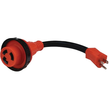 Valterra A10-1530DVP Mighty Cord Detachable 12" Adapter Cord w/Handle - 15AM to 30AF, Red (Carded)
