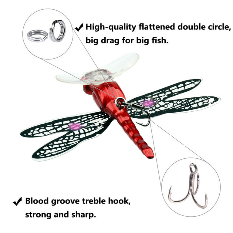 SouthEle 7.5cm/6.2g Dragonfly Artificial Fishing Lure Water Surface Fly  Crawling Bionic Bait for Angling 