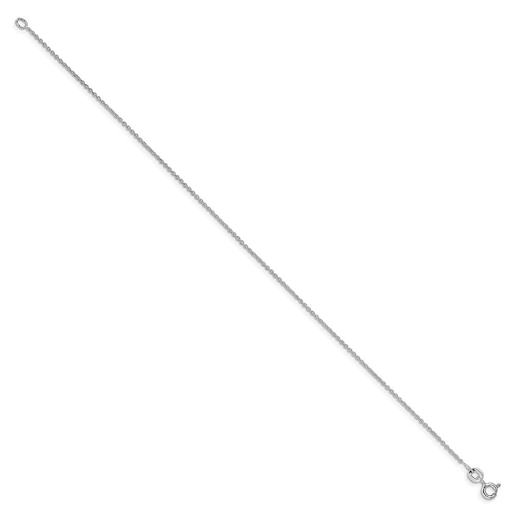 Finest Gold Sterling Silver Rhodium-Plated 1 mm Cable Chain Anklet