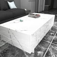 thumbnail image 4 of COSVALVE Modern Marble Coffee Tables 41"x20"x14" Living Room High Gloss Rectangular Furniture,White, 4 of 6