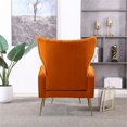 thumbnail image 4 of Velvet Accent Chair with Ottoman Set, Modern Fabric Upholstered Armchair with Golden Metal Legs and High Back, Single Sofa Chair Comfy Couch for Living Room Bedroom Lounge Corner, Orange, 4 of 7