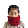 thumbnail image 4 of Winter Knit Neck Warmer Tube Scarf Furry Inside for Kids (Preschoolers to 12 Year Old) (Heather Maroon), 4 of 5