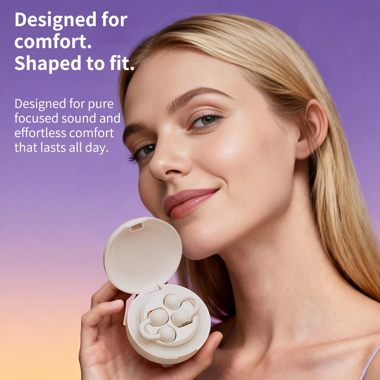 Open Ear Clip on Earbuds, 80H Play Bluetooth 5.3 Wireless Headphones, IPX4 Waterproof, HD Sound & Secure Fit, Comfortable Lightweight Gym Headphones for Running, Workouts（Champagne Gold）