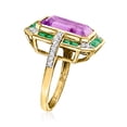 thumbnail image 3 of Ross-Simons 7.00 Carat Amethyst, .80 ct. t.w. Emerald and .20 ct. t.w. Diamond Ring in 14kt Yellow Gold, Women's, Adult, 3 of 7