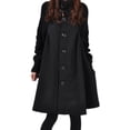 thumbnail image 5 of Women's Wool Coat Turtleneck Slim Fit Overcoat Autumn Winter Single Breasted Long Coat for Outdoor Work Party, 5 of 8