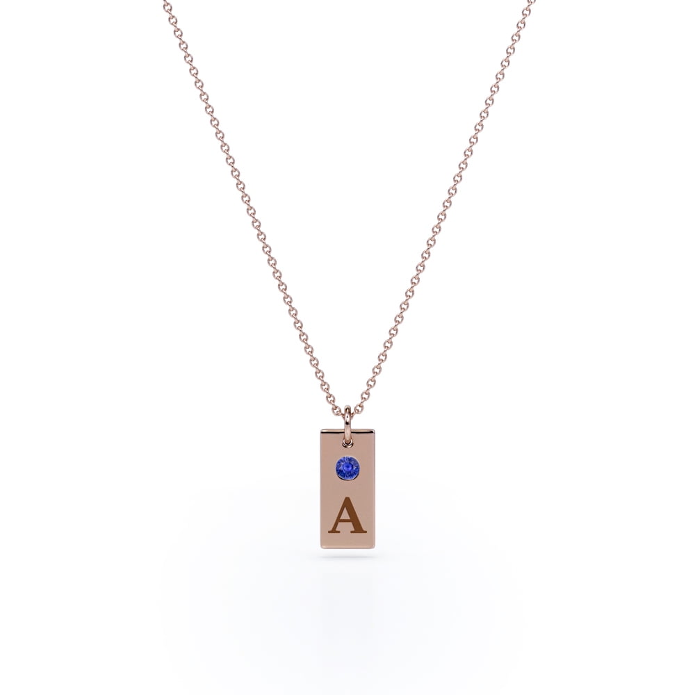 LADIES SEPTEMBER SAPPHIRE BIRTHSTONE NECKLACE PENDANT STERLING SILVER ROSE GOLD 