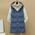 thumbnail image 5 of jtjvou Womens Puffer Vest Sleeveless Hooded Zip Up Jacket Casual Quilted Winter Coat Stand Collar Gilet Jacket with Pockets Blue L, 5 of 9