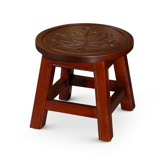 Wooden Stool with Maple Leaf Design