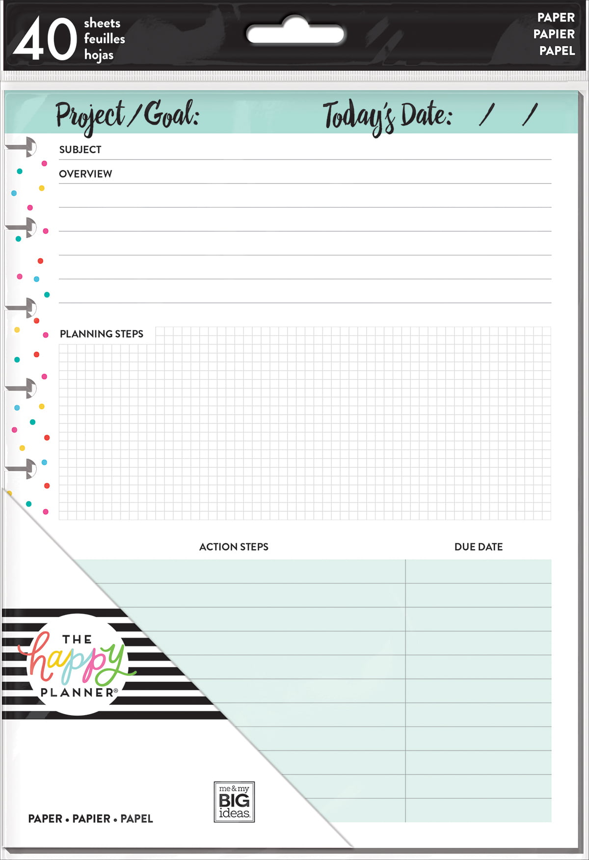 Happy Planner Medium Fill Paper 40/Pkg-Happy Journal Dot Grid 4 Pack 