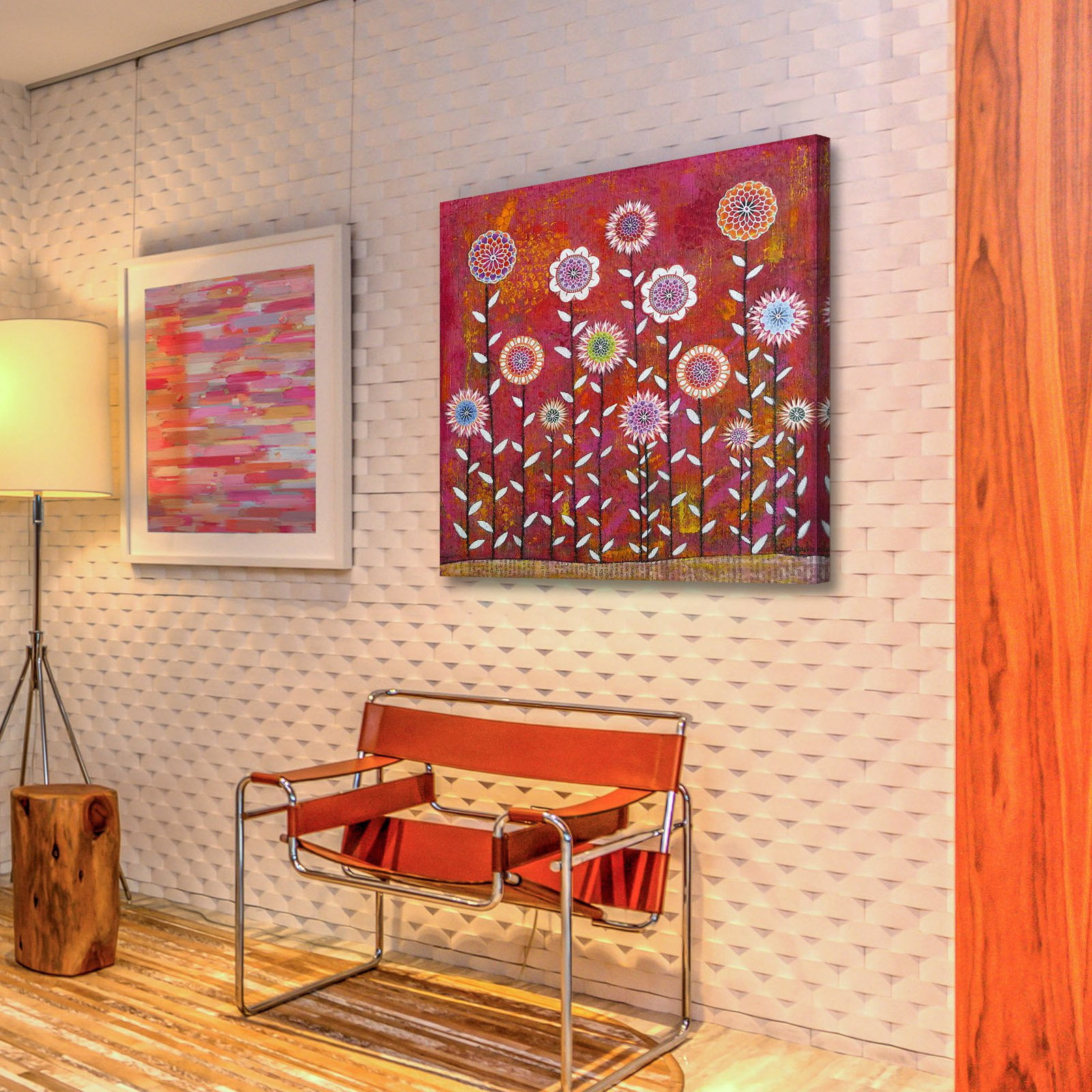 Marmont Hill "Flowers 5" by Sascalia Painting Print on Wrapped Canvas