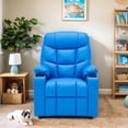 thumbnail image 4 of Kids Recliner - Adjustable Leather Chair with Cup Holders, Footrest & Side Pockets - Perfect for Boys & Girls，Blue, 4 of 11