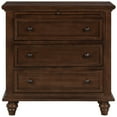 thumbnail image 6 of Nightstand with 3 DrawersModern Wooden Storage CabinetEnd Table with Pull out Tray for Living Room BedroomFully Assembled Accent End Side Table with Tapered LegsBedside TableBrown, 6 of 7