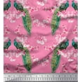 thumbnail image 1 of Soimoi Moss Georgette Fabric Floral & Peacock Bird Print Sewing Fabric Yard 42 Inch Wide, 1 of 1