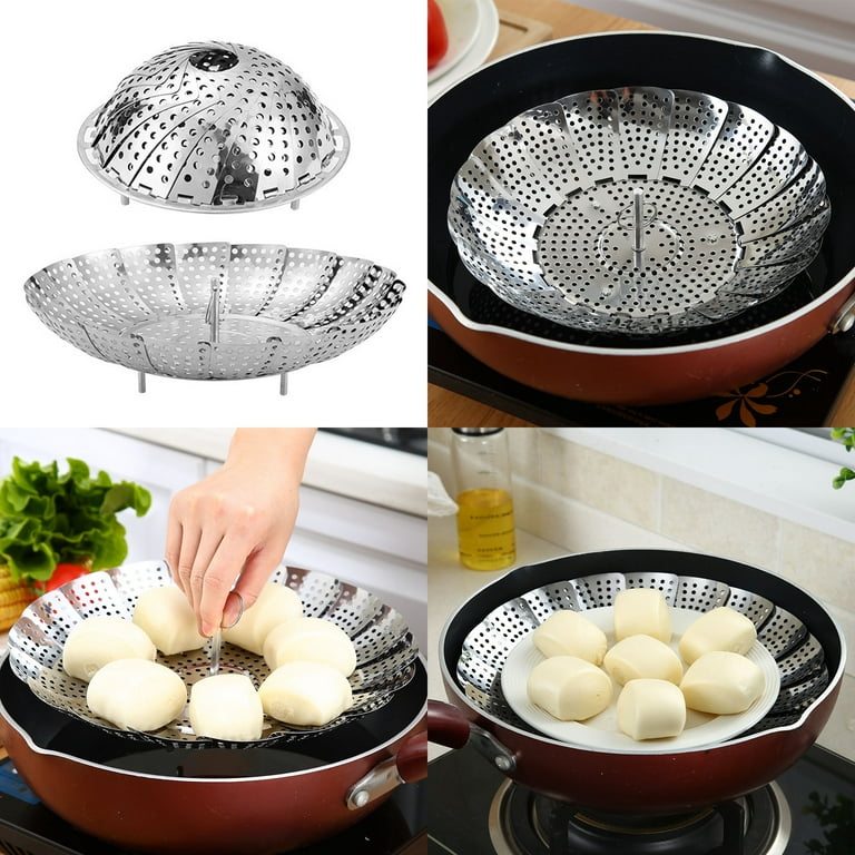 Kitchen Novel Stainless Steel Food Steamer Basket with Silicone