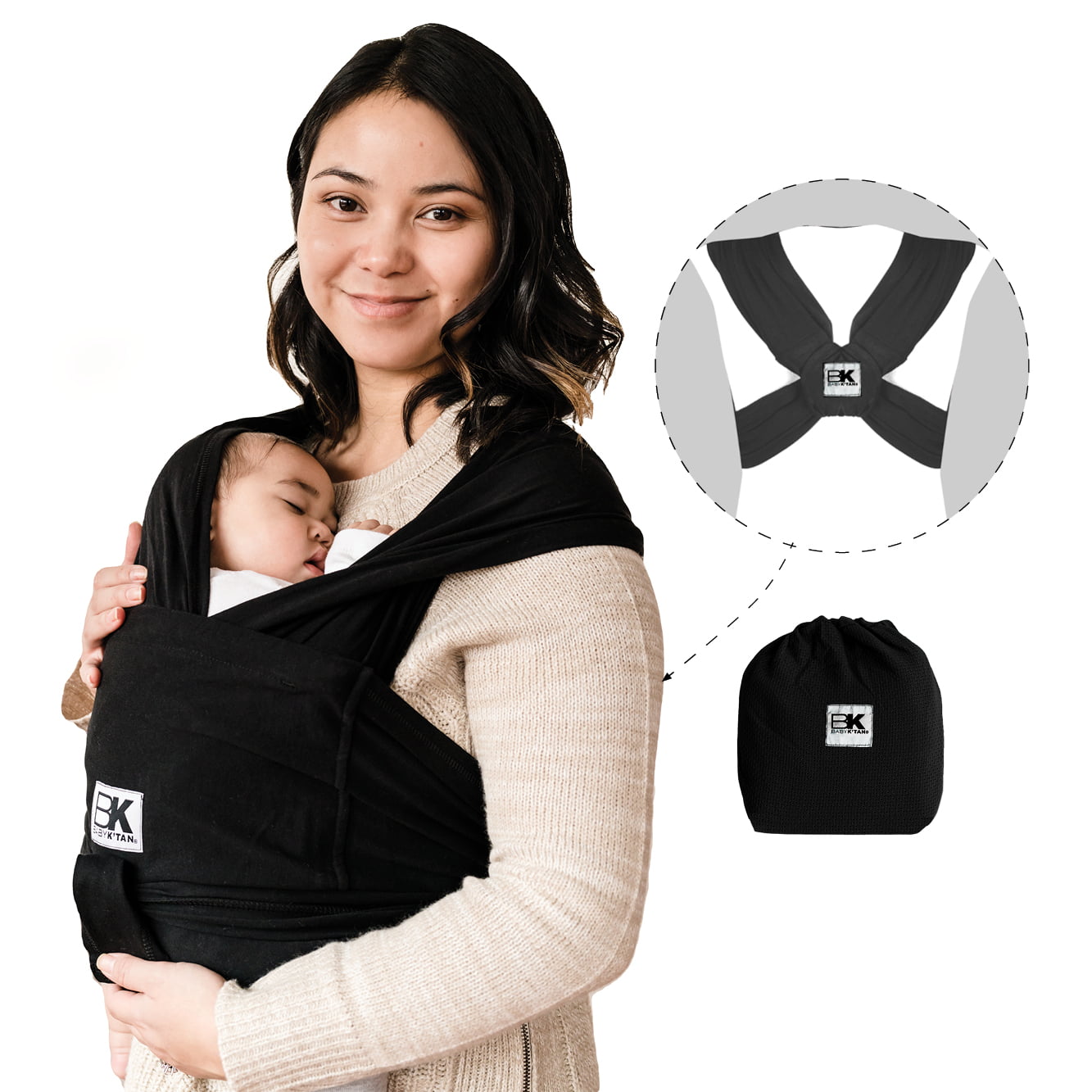 Newborn up to 35 Pound Best for Babywearing. Men 47-52 Women 22-24 Infant and Child Sling-Charcoal Stripe Baby Ktan Print Baby Wrap Carrier X-Large 