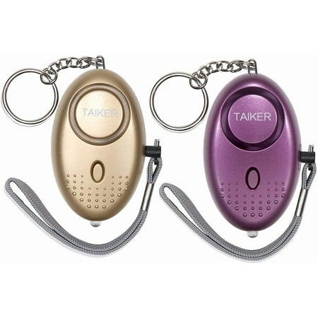 Personal Alarm for Women 140DB Emergency Self-Defense Security Alarm Keychain with LED Light for Women Kids and Elders-2 Pack (Gold & Purple)