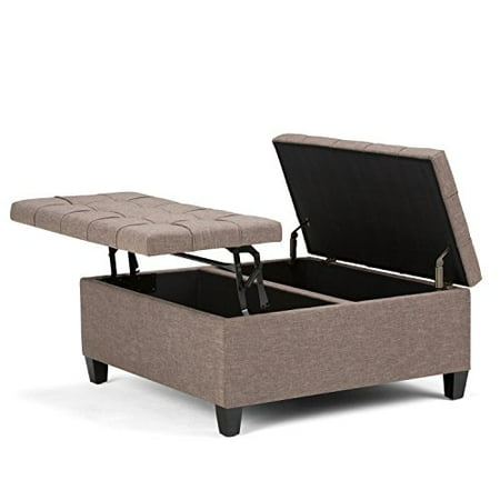 Simplihome Harrison 36 Inch Wide Square Coffee Table Lift Top Storage Ottoman Cocktail Footrest Stool In Upholstered Fawn Brown Tufted Linen Look Fabric For The Living Room Traditional Canada Simplihome Harrison 36 Inch Wide Square, 36 Inch Wide Square Coffee Table Lift Top Storage Ottoman