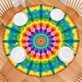 thumbnail image 2 of Rainbow Tie Dye Mandala Pattern Round Fitted Tablecloth with Elastic Edge,Dining Table Cover Waterproof,Outdoor Round Tablecloth for Camping,Dining,Indoor and Outdoor, 2 of 7