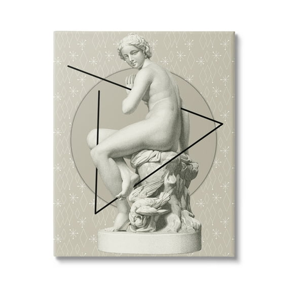 Stupell Industries Geometric Classical Statue Abstract Painting Gallery Wrapped Canvas Art Print Wall Art, 16 x 20