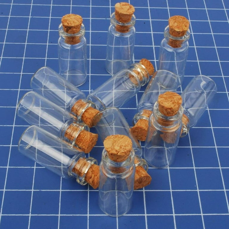 20/10pcs 1ml Glass Bottles Small Tiny Clear Glass Bottle Vials Cork with B4q5