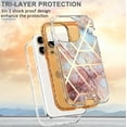 thumbnail image 4 of Casetego for iPhone 14 Pro Max Case,Shiny Bling Marble Full Body Protective Support Wireless Charing Bumper Rugged Anti-Scratch Hybrid Rubber Case Cover,Gold, 4 of 6