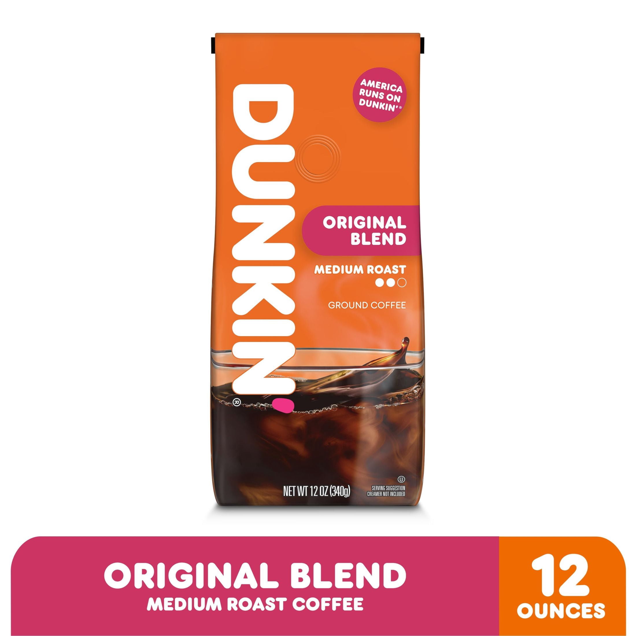 Dunkin’ Original Blend Medium Roast Ground Coffee, 12 oz Bag
