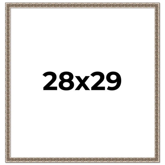 28x29 Frame Silver Versailles Ornate Solid Wood Picture Frame | 1 Inch Moulding Width | Interior