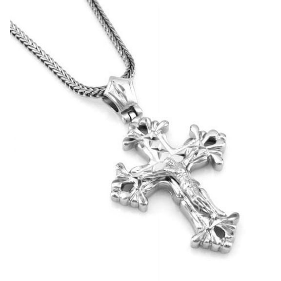 Hip Hop Hot Celebrity Silver ToneLatin Cross Crucifix Pendant free 36" Chain