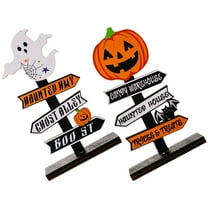 Niceauty Halloween Party Table Decor Wood Sign 2Pcs 5.5x3.1x2.0in