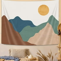 Boho Abstract Mountain Tapestry Mid Century Aesthetic Sunrise Sunset Nature Landscape Tapestry Minimalist Boho Tapestries Wall Hanging for Bedroom Living Room Dorm 60X40IN Sage Green Orange Beige