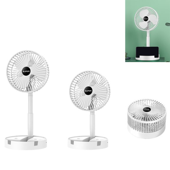LHNFT Portable Desk Fan with Phone Holder, Foldable Rechargeable USB Desktop Fan,3 Speeds Wind Adjustable Heigh for Office Home Outdoor, Gifts for Women, Camping Essentials