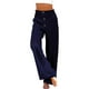 thumbnail image 1 of Pantalones palazzo de lino de cintura alta y pierna ancha para mujer, con cordón y bolsillos, 1 of 6