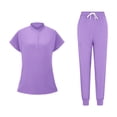 thumbnail image 4 of Ensemble de Chemise d'Uniforme d'Infirmière pour Femmes, Haut à Manches Courtes et Col Rond avec Pantalon Assorti, Tissu en Polyester, Ajustement Doux et Confortable, Tenue de Travail Décontractée, Tenue d'Été, 4 of 6