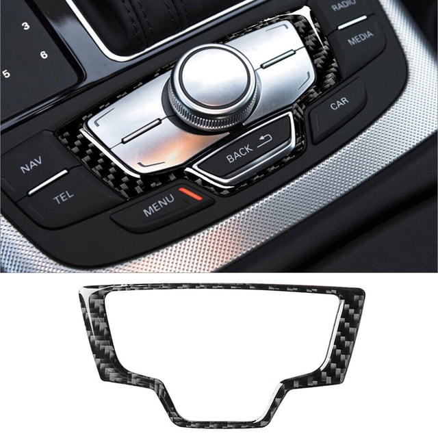 Real Bright Soft Car Interior Carbon Fiber Sticker DecorationCarbon Fiber Interior Multimedia Knob Button Cover For Audi A6 A7 2012-2018Auto Car Protection Interior Accessories