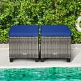 thumbnail image 4 of YSMW 2 Pieces Patio Rattan Ottomans, Outdoor Wicker Footstool Footrest Seat with Soft Cushions and Steel Frame, All-Weather Patio Ottoman Set for Backyard Garden Poolside(Mix Grey + Navy), 4 of 19