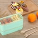 thumbnail image 2 of Fiambrera Bento Box verde con compartimento 3 en 1, recipiente apilable para almuerzo de paja de trigo, utensilios aptos para microondas, 2 of 5