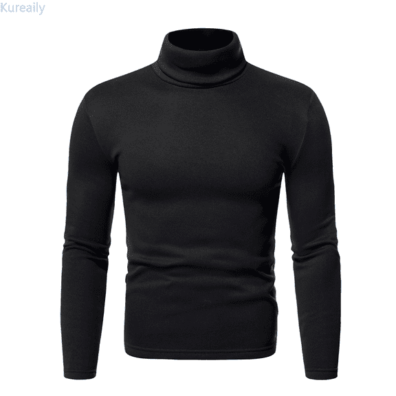 Kureaily Men Casual Turtleneck Slim Fit Basic Tops Lightweight Thin Pullover Sweater Long Sleeve Underwear Male Blouse T-Shirt