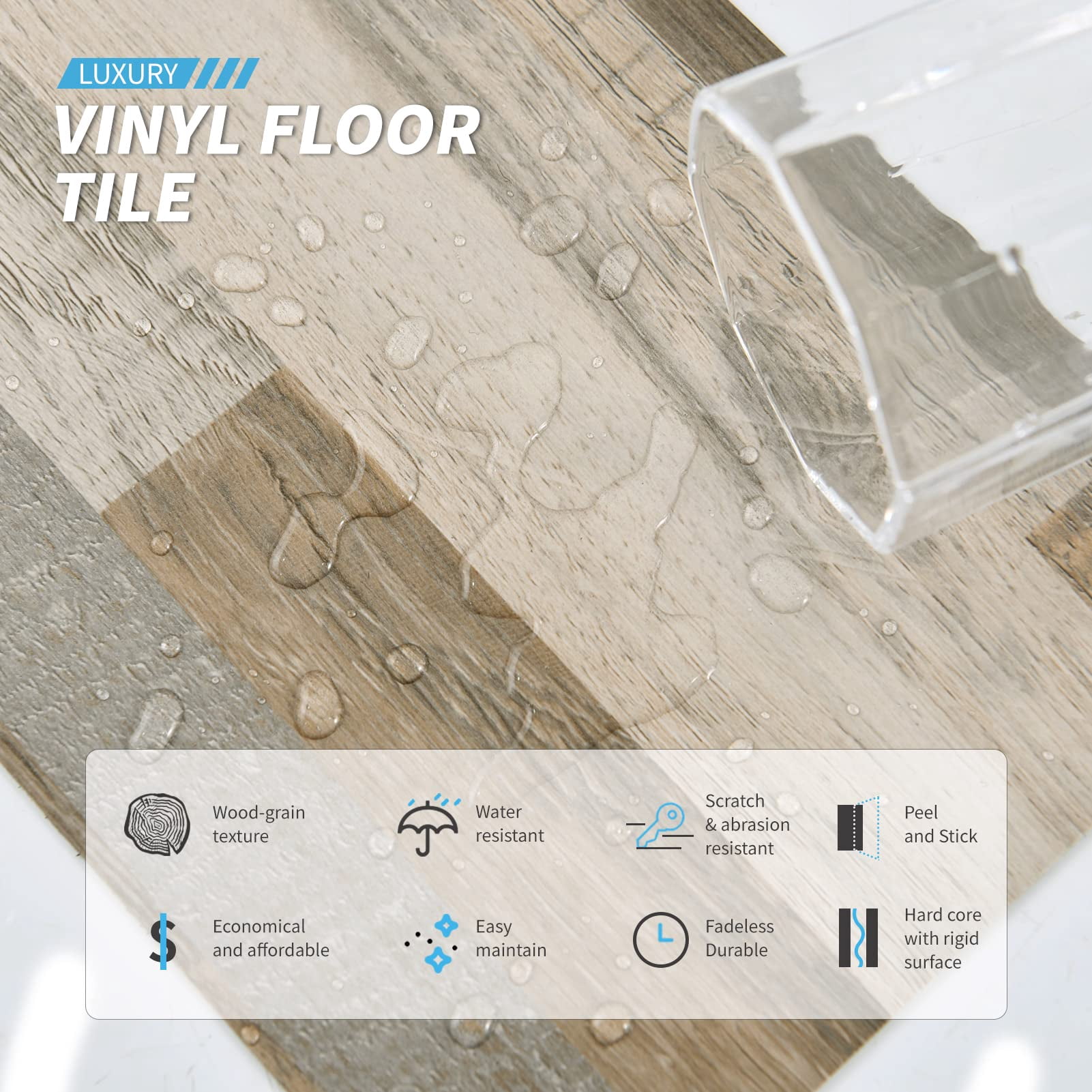 36-pack 54 Sq.ft Peel And Stick Floor Tiles Vinyl Plank Flooring Wood Look  Adhesive Waterproof Tile Sticker For Bedroom Living Room Kitchen Rv In Aged
