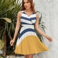 thumbnail image 7 of Blue And White Stripes with Yellow Sleeveless Dress Women Summer Evening Dresses Ladies Sundress, 7 of 7