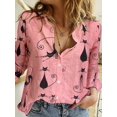thumbnail image 2 of Chemise pour Femmes Mode Patchwork Coloré Haut Tempérament Manches Longues Chemise Chat Automne 2023 Design de Marque, 2 of 5