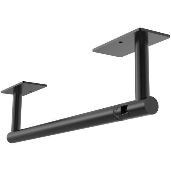 RUACQ Paper Towel Holder Under Cabinet, Wall Mounted or Adhesive Stainless Steel Paper Towel Holder,Square Base Paper Towel Rack for Kitchen, RV, Bathroom (Matte Black)