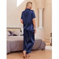 thumbnail image 3 of Conjunto de pijama Ekouaer Silk Satin para Mujer Azul Marino, 3 of 7