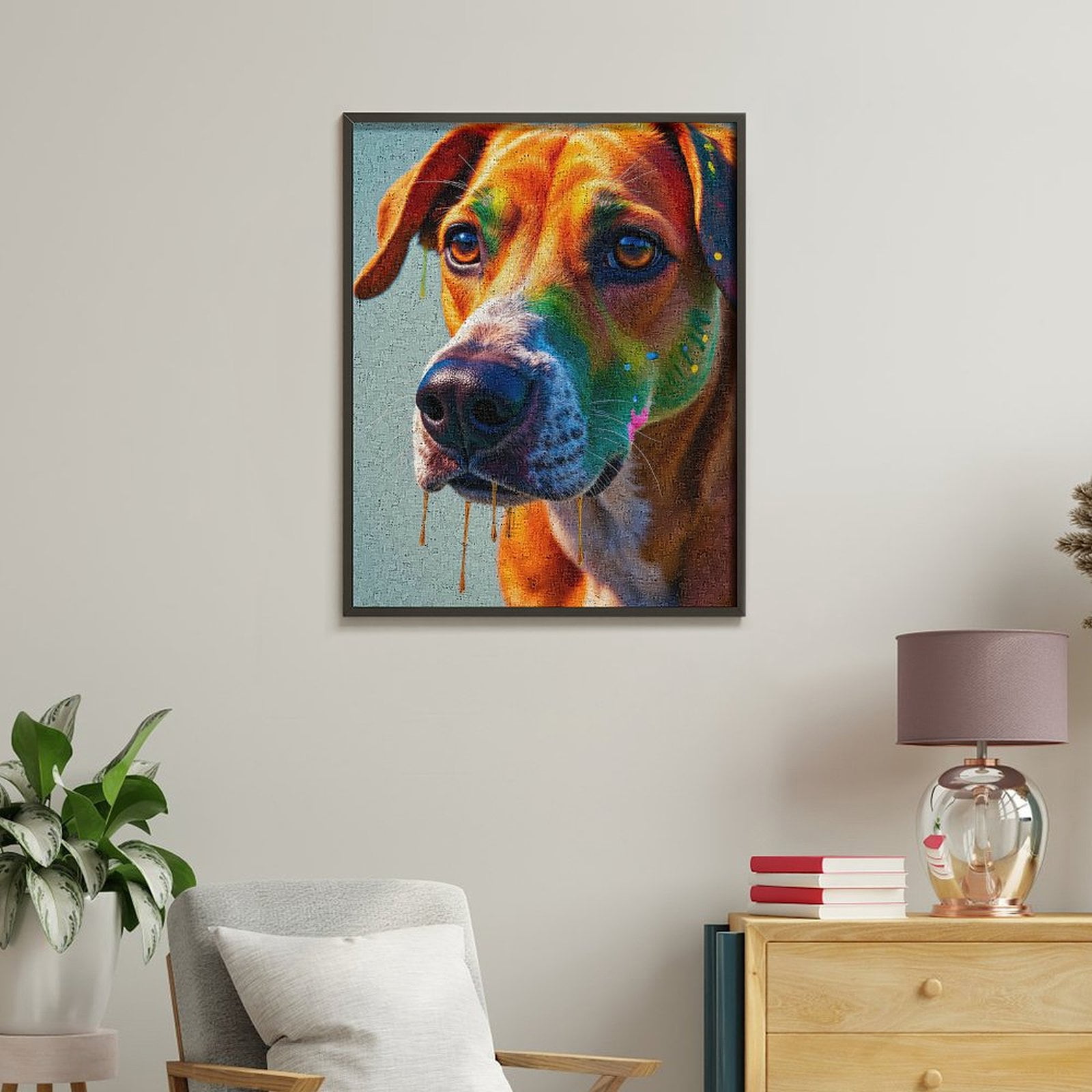 Paint By Numbers Kit for Adults Beginner - Colorful Dog Art Painted Portrait DIY Canvas Painting Kits for Adults, Frameless Paint By Number for Adults for Home Wall Decor 16x20 Inch