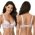 thumbnail image 6 of Curve Muse Women's Plus Size Underwired Unlined Balconette Cotton Bra-3Pack-White Print,Pink,White-46DDD, 6 of 7