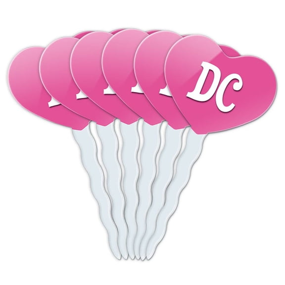 DC Heart Love Cupcake Picks Toppers - Set of 6