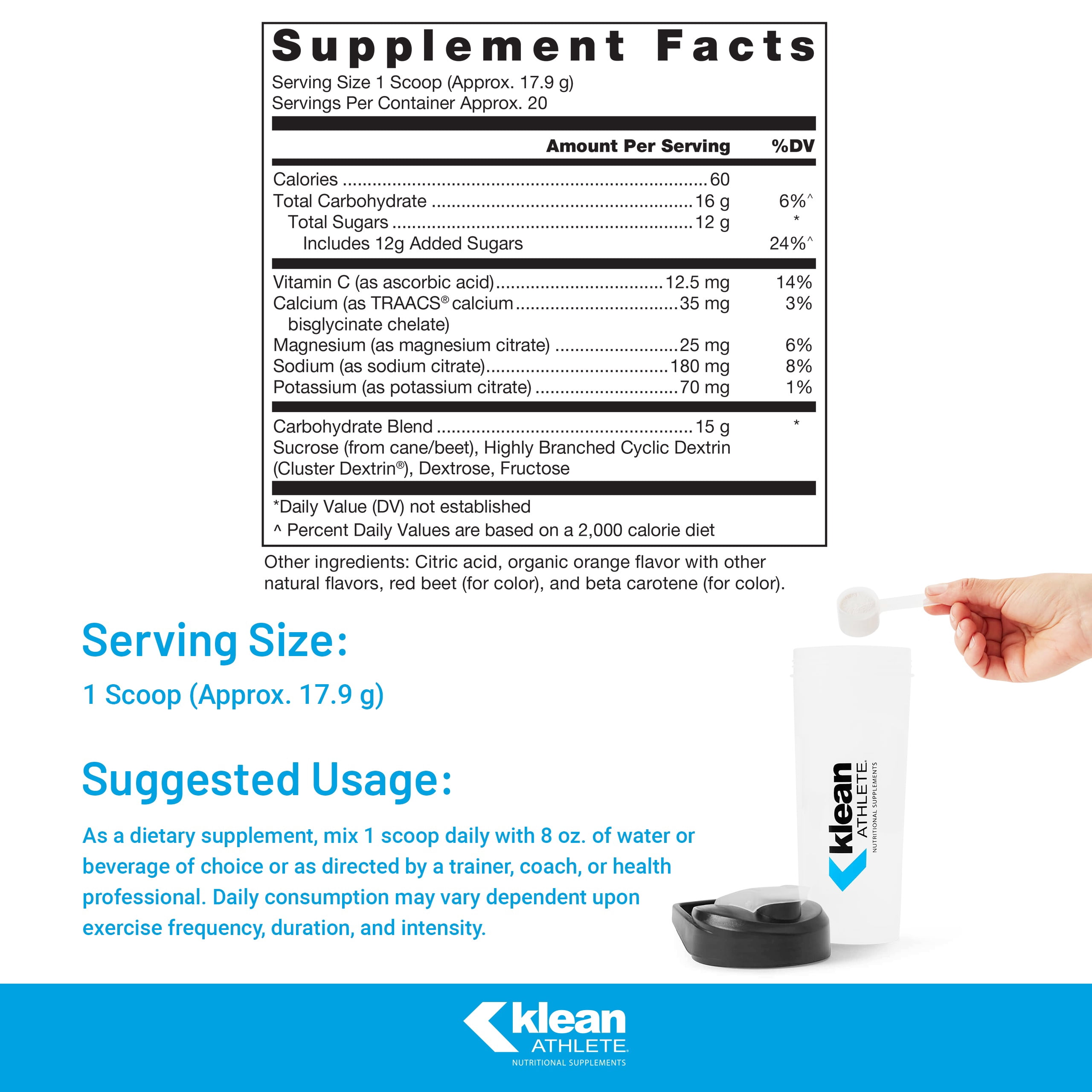 Klean ATHLETE Klean Hydration | Electrolyte Replacement Formula to Hydrate, Maintain Electrolyte Balance, and Rehydrate During Physical Activity | 12.6 Ounces | Natural Orange Flavor