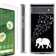 thumbnail image 1 of Shockproof Bumper Phone Case for Google Pixel 6a, with Tempered Glass Screen Protector, by OneToughShield ® - Elephant Music, 1 of 4