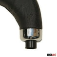 thumbnail image 4 of OMAC Black PU Leather Black Stitching Chrome Auto Car Gear Shift Knob Shifter Handle, 4 of 6