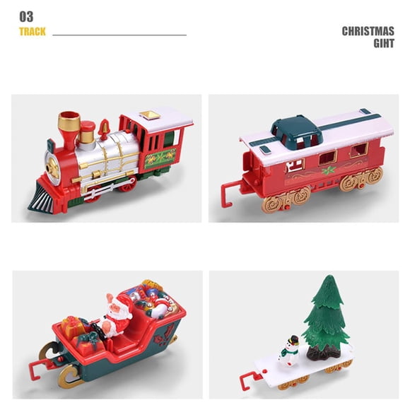 Ensemble de Voies Ferrées Lumières de Train de Noël Jouets et Sons Éducation de Train de Noël