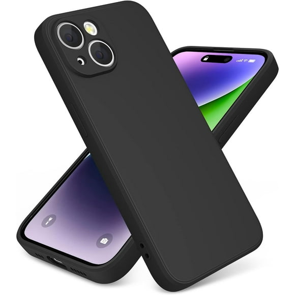 Étui de Protection en Silicone Mince pour iPhone 15 PLUS, Pare-Chocs en Silicone Souple Antichoc Anti-Rayures-Noir